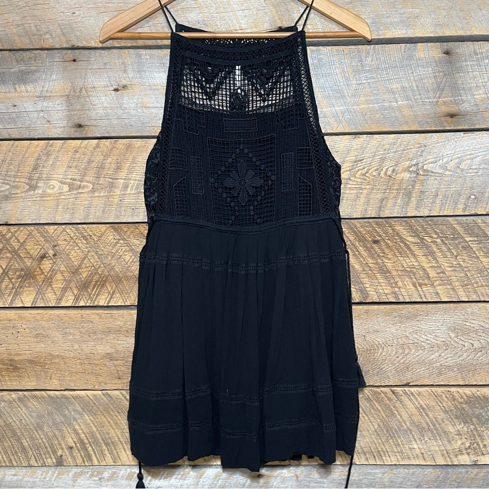 Free People Emily Crotchet Mini Dress Black Size XS Boho Summer - Picture 3 of 12